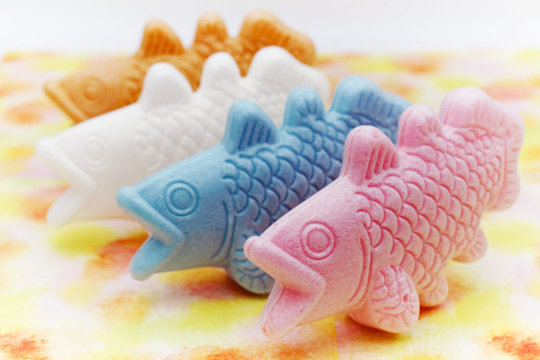 Shinkai Monaka - coelacanth shaped sweets
